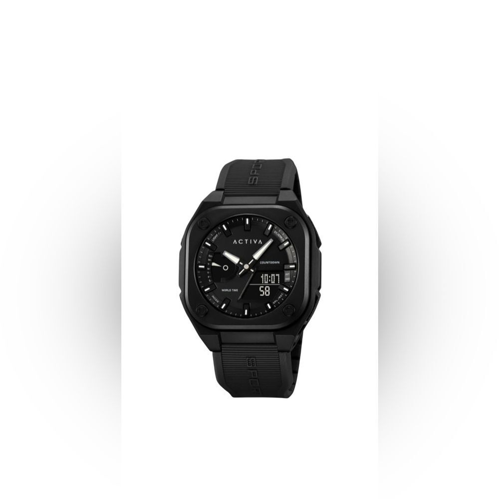 Activa x Invicta Digital Watch 44.8mm Black Chronograph 50M WR New ACW2328